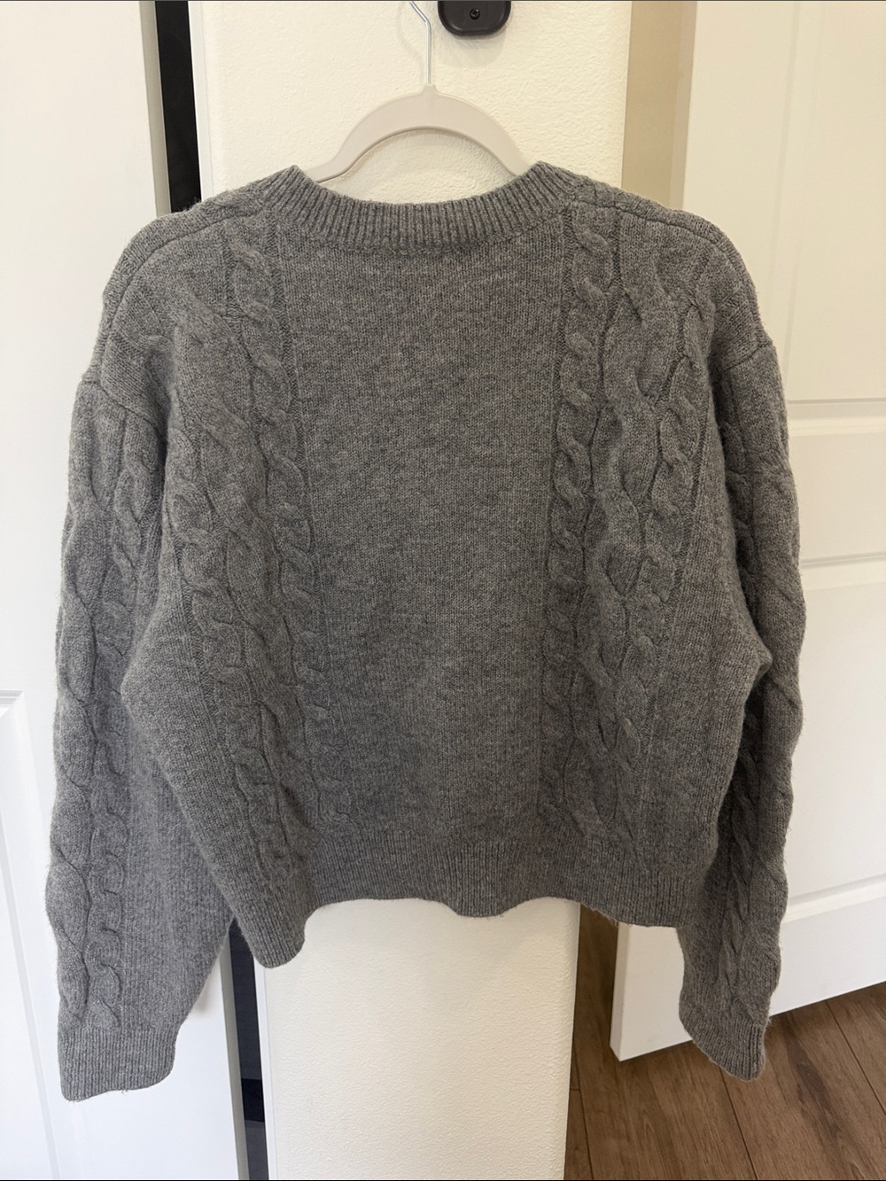 J. Crew Gray Cable-Knit Button Cardigan Sweater - Picture 6 of 7